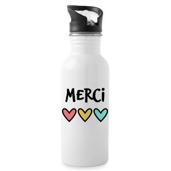 MERCI. MAÎTRESSE. MAÎTRE. MERCI MAÎTRESSE - Gourde avec paille intégrée - blanc - Droite