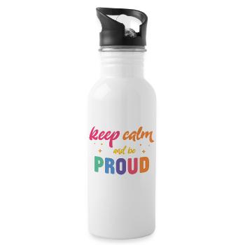 LGBT Pride Month - Ruhe bewahren und stolz sein - Trinkflasche mit integriertem Trinkhalm - Weiß - Rechts