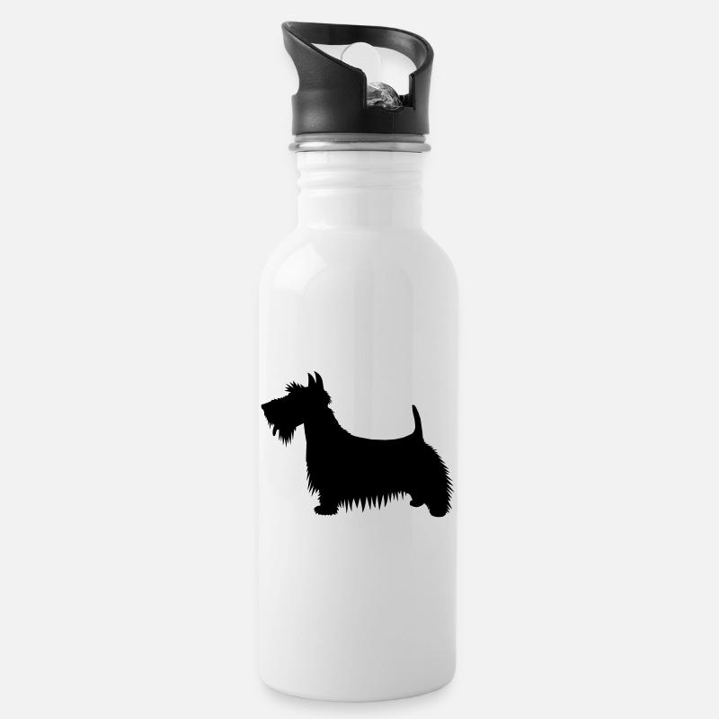 Une illustration de la silhouette d’un chien Scots Terrier - Gourde avec paille intégrée - blanc