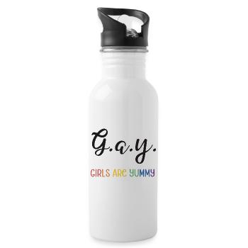 LGBT Pride Month - G.A.Y - Girls are yummy - Water bottle with straw - white - Right