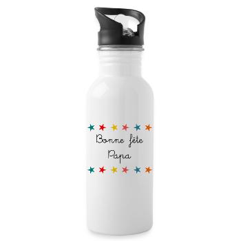 FROHER VATERTAG. PAPA. VATERTAG - Trinkflasche mit integriertem Trinkhalm - Weiß - Rechts