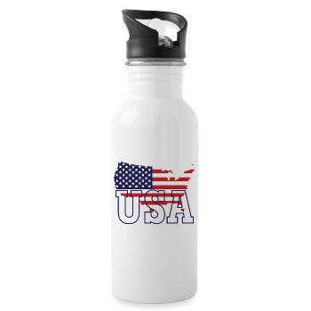 USA Map - Water bottle with straw - white - Right