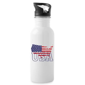 USA map - Water bottle with straw - white - Right