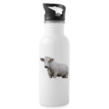 Kuh - Trinkflasche mit integriertem Trinkhalm - Weiß - Rechts