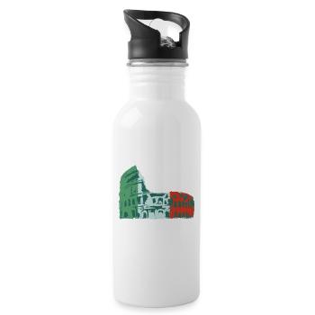 🍝 Italien Kolosseum Grün Rot Weiß Flagge - Trinkflasche mit integriertem Trinkhalm - Weiß - Rechts