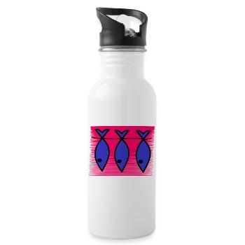 FISH. SARDINE. APRIL FOOLS. SEA. OCEAN - Water bottle with straw - white - Right