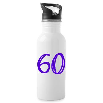 60. 60 ANS. 60e ANNIVERSAIRE. ANNIVERSAIRE 60 ANS. - Gourde avec paille intégrée - blanc - Droite