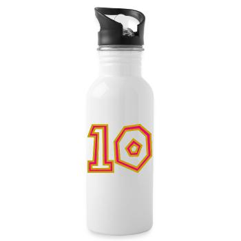 10. 10 JAHRE. 10-JÄHRIGES JUBILÄUM. 10-JÄHRIGES JUBILÄUM. - Trinkflasche mit integriertem Trinkhalm - Weiß - Rechts