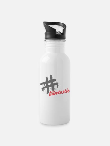 Vibetastic hatch tag slogan - Water bottle with straw - white