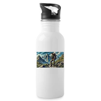 Hiking in the mountains l - Water bottle with straw - white - Right
