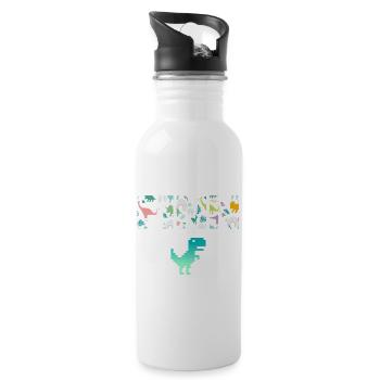 FINN - Schöner Jungen Name mit Dinosaurier - Trinkflasche mit integriertem Trinkhalm - Weiß - Rechts