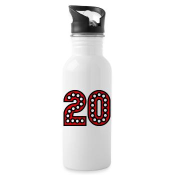 20. 20 ANS. 20e ANNIVERSAIRE. ANNIVERSAIRE 20 ANS. - Gourde avec paille intégrée - blanc - Droite