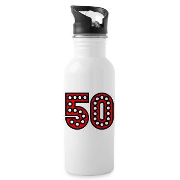 50. 50 ANS. 50e ANNIVERSAIRE. ANNIVERSAIRE 50 ANS. - Gourde avec paille intégrée - blanc - Droite