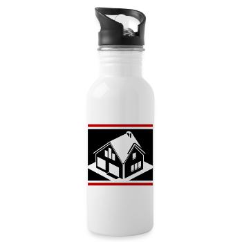 Immobilie Haus Logo - Trinkflasche mit integriertem Trinkhalm - Weiß - Rechts