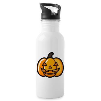 Pumpkin Halloween Icon - Water bottle with straw - white - Right