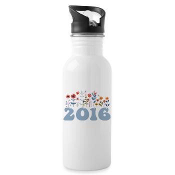 2016 Floral Pattern 2016 Floral Theme Flowers 2016 - Water bottle with straw - white - Right