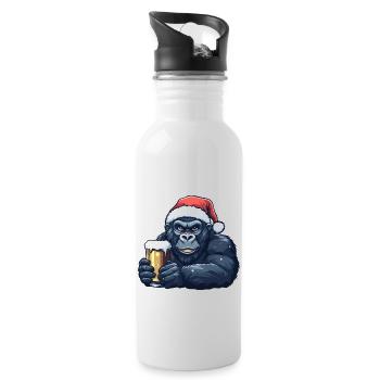 Gorilla Weihnachten Bier - Trinkflasche mit integriertem Trinkhalm - Weiß - Rechts