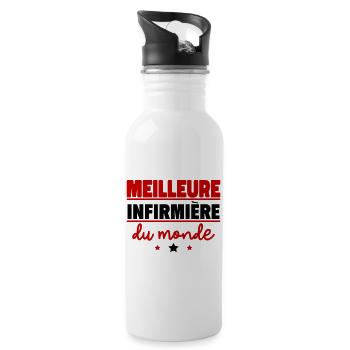 Meilleure infirmière du monde, cadeau de noël - Gourde avec paille intégrée - blanc - Droite