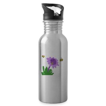 Bee fig - Water bottle with straw - silver - Right