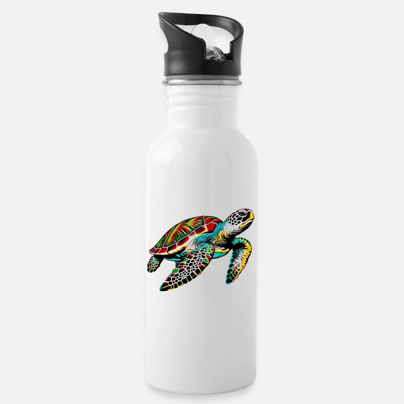 Tortue - Gourde avec paille intégrée - blanc