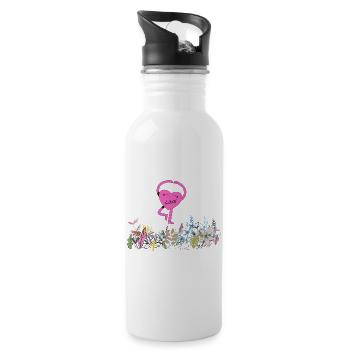 Heart Dancer on Flower Garden - Water bottle with straw - white - Right