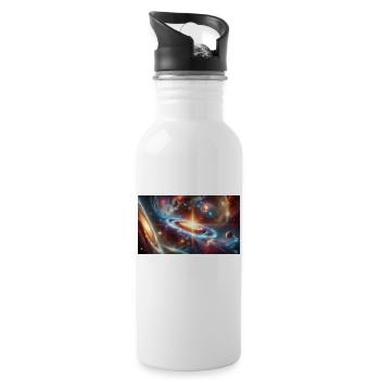 Quasar im Universum - Trinkflasche mit integriertem Trinkhalm - Weiß - Rechts