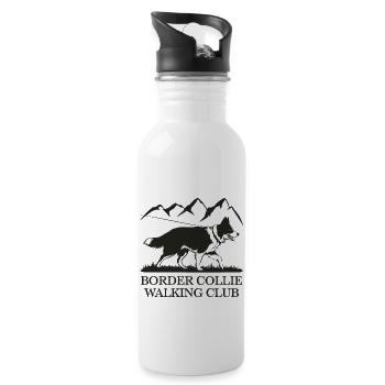 Border Collie Walking Club - Trinkflasche mit integriertem Trinkhalm - Weiß - Rechts