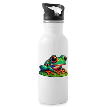 Grenouille - Gourde avec paille intégrée - blanc - Droite