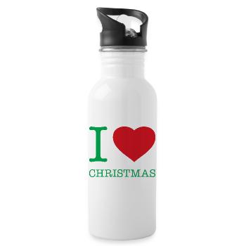 I LOVE CHRISTMAS Weihnachten - Water bottle with straw - white - Right