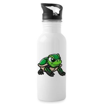 Bande dessinée Tortue - Gourde avec paille intégrée - blanc - Droite