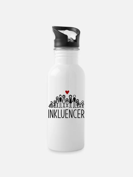 Inkluencer - Trinkflasche mit integriertem Trinkhalm - Weiß