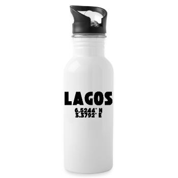 LAGOS - Desing mit Koordinaten - Trinkflasche mit integriertem Trinkhalm - Weiß - Rechts