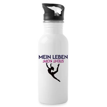 Kopfstand Lustiges Turn Outfit Kunstturnen Turner - Trinkflasche mit integriertem Trinkhalm - Weiß - Rechts