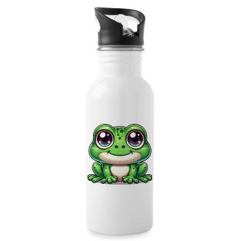 Kröte Karneval Frosch Froschkostüm Fasching Kostüm - Trinkflasche mit integriertem Trinkhalm - Weiß - Rechts