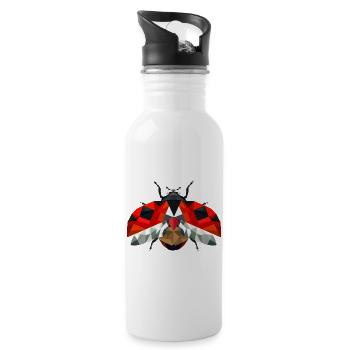 Flying ladybug in strong red tones - Water bottle with straw - white - Right