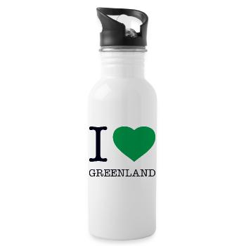 I LOVE GREENLAND Grönland - Trinkflasche mit integriertem Trinkhalm - Weiß - Rechts