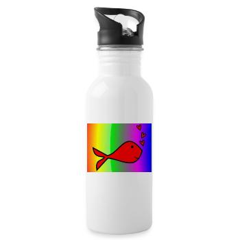 FISH. SARDINE. APRIL FOOL. SEA. OCEAN - Water bottle with straw - white - Right