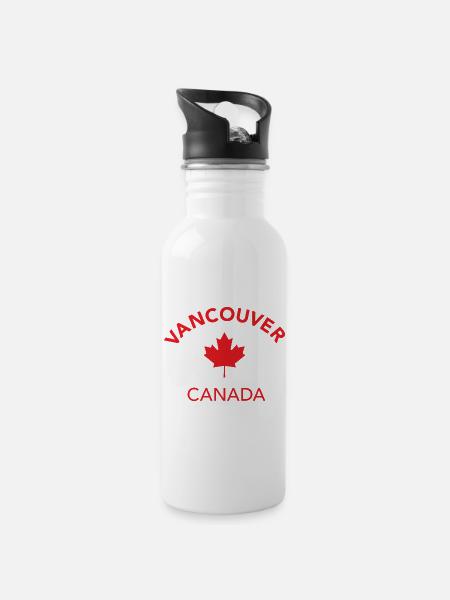 VANCOUVER CANADA - Trinkflasche mit integriertem Trinkhalm - Weiß