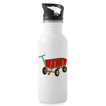 Colourful handcart – motif for children's adventures - Water bottle with straw - white - Right