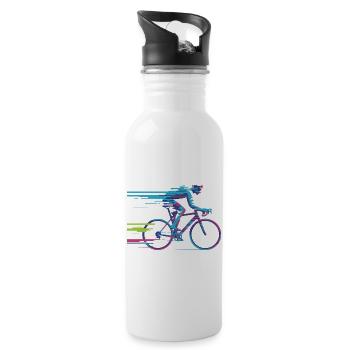 Evolve Your Ride – Glitch Cycling Concept - Water bottle with straw - white - Right