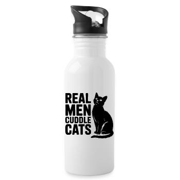 Les vrais hommes câlinent les chats ! Chats Papa Chaton - Gourde avec paille intégrée - blanc - Droite