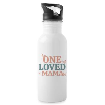 Eine geliebte Mama Retro Schmetterling Design - Trinkflasche mit integriertem Trinkhalm - Weiß - Rechts