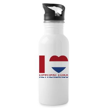 Heart with flag of the Netherlands - Water bottle with straw - white - Right