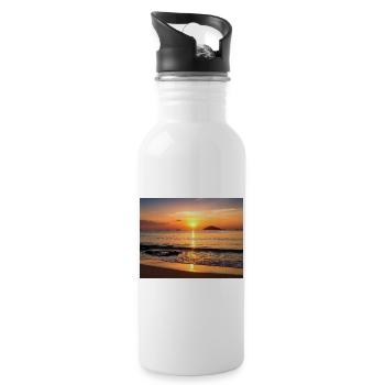 Tropical sunset on the beach - Water bottle with straw - white - Right