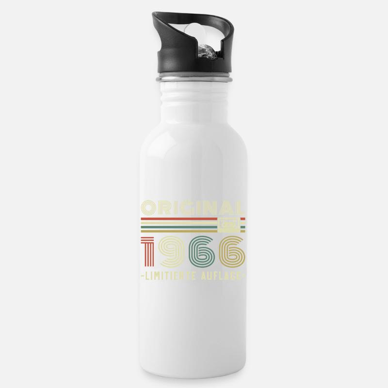 Original 1966 Jahrgang Vintage Geburtstag Retro - Trinkflasche mit integriertem Trinkhalm - Weiß