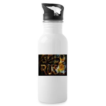 Gouden Gevaarlijk Logo met Vlammen - Water bottle with straw - white - Right
