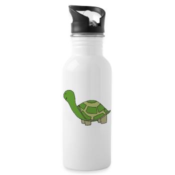Playful turtle illustration - Water bottle with straw - white - Right