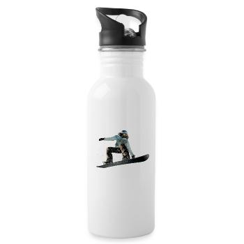 Snowboarding - Trinkflasche mit integriertem Trinkhalm - Weiß - Rechts