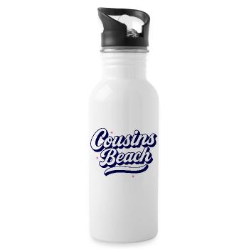 Cousins Beach – Retro Script Design - Trinkflasche mit integriertem Trinkhalm - Weiß - Rechts