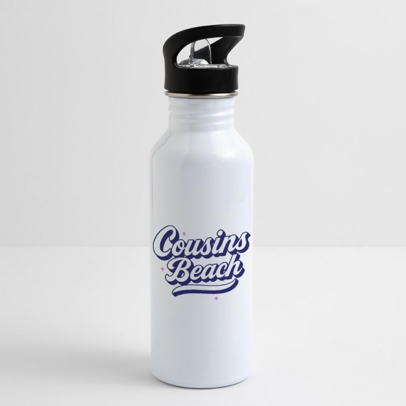 Cousins Beach - Conception de script rétro Gourde avec paille intégrée